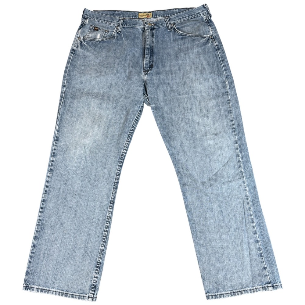 Wrangler 20X Jeans Mens 40x34 Blue Denim Straight Leg Light Wash Distressed‎